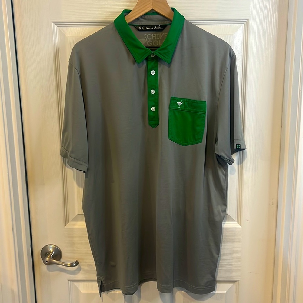 Travis Mathew Chive Golf Polo Men’s XL gray and Green
